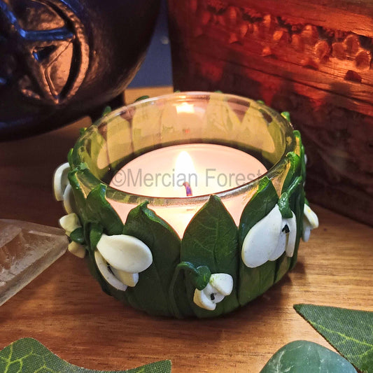 Snowdrop Imbolc Altar Candle Tealight Holder