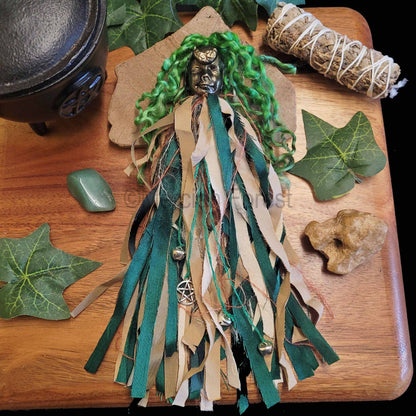 Spirit Doll, Home Protection Amulet Talisman, Spirit Doll Decoration, Witch Bells, Crescent Moon