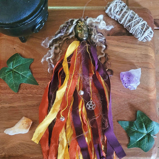 Spirit Doll, Home Protection Amulet Talisman, Spirit Doll Decoration, Witch Bells, Yellow