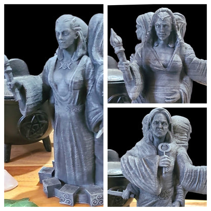 Triple Goddess Statue Figurine in Stone Effect