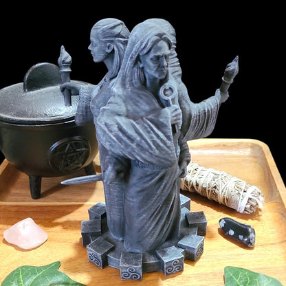 Triple Goddess Statue Figurine in Stone Effect