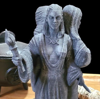 Triple Goddess Statue Figurine in Stone Effect