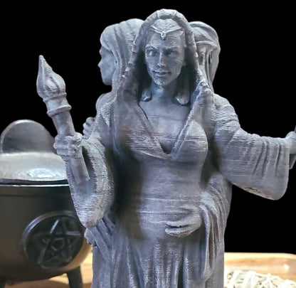 Triple Goddess Statue Figurine in Stone Effect