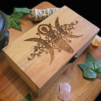 Ornate Triple Goddess Box 18 x 10 x 6.5 cm