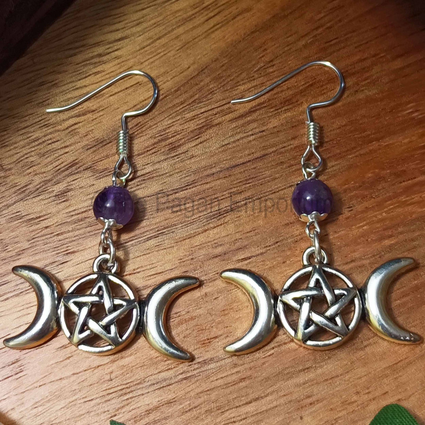 Triple Moon Pentacle Earrings