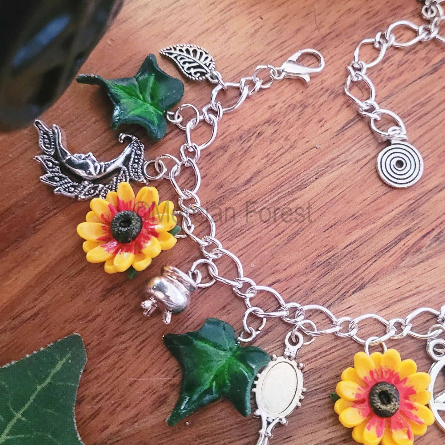 Litha Witches Charm Bracelet with Sunflowers