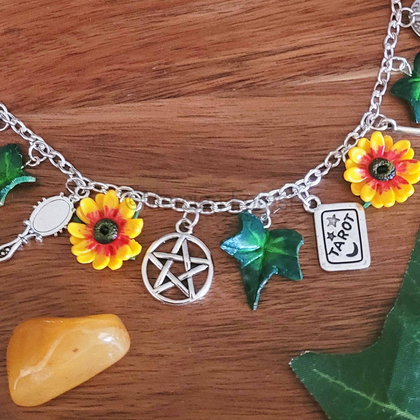 Litha Sunflower Witches Charm Necklace