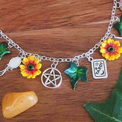 Litha Sunflower Witches Charm Necklace