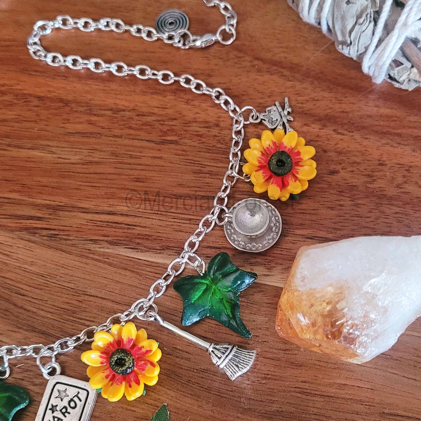 Litha Sunflower Witches Charm Necklace