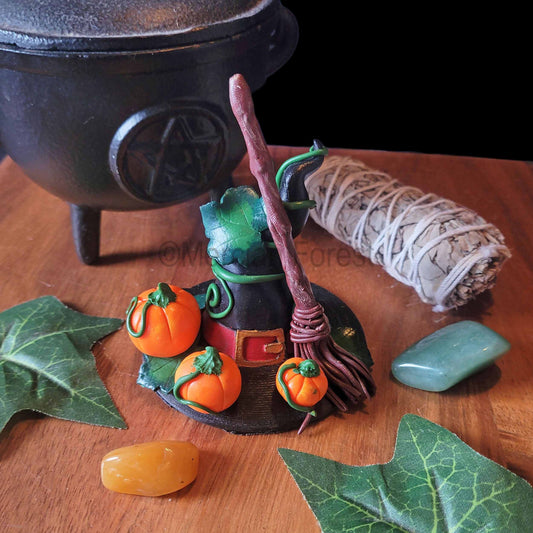 A Witches Hat, Samhain Pagan Decoration, Halloween Decoration, Autumn Altar.