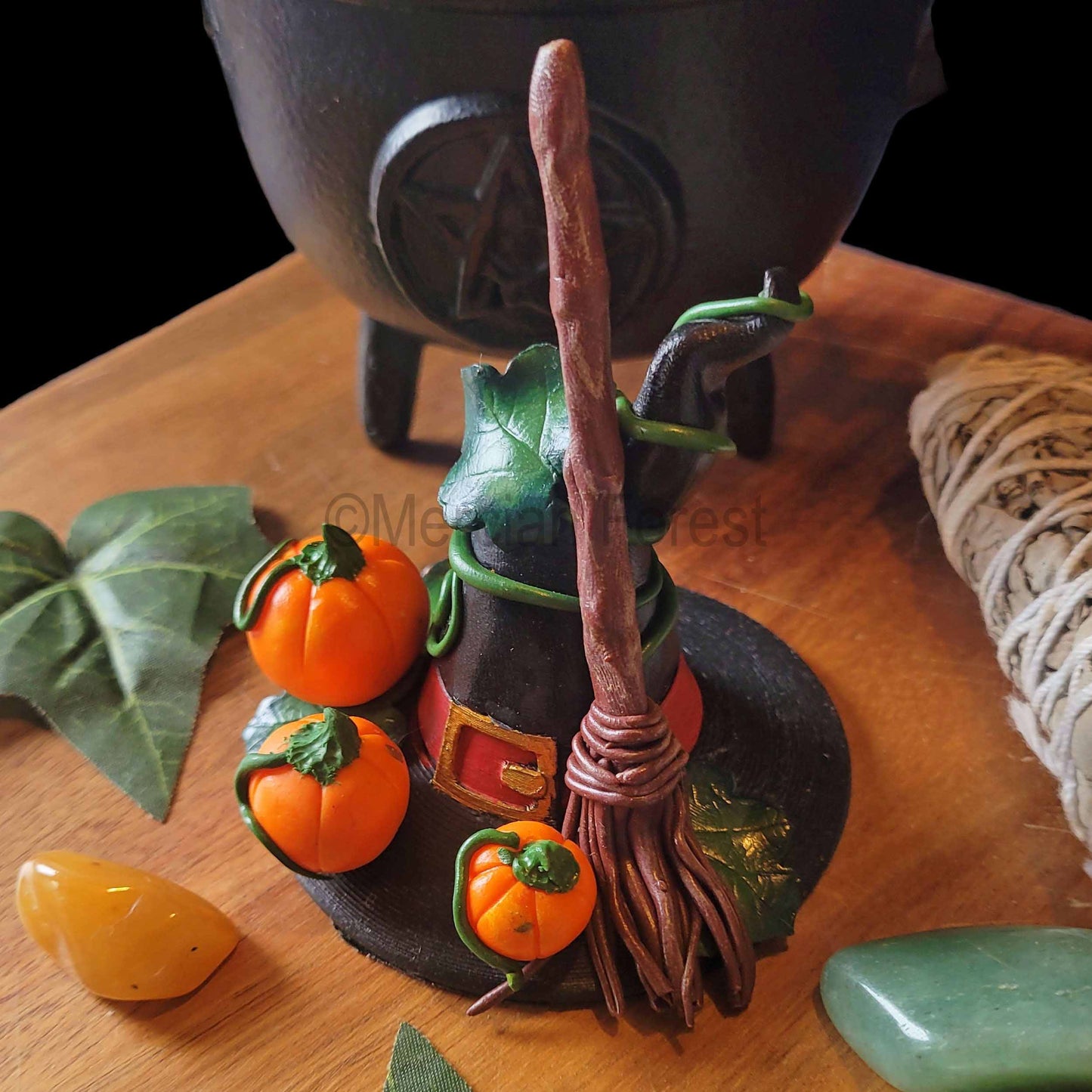 A Witches Hat, Samhain Pagan Decoration, Halloween Decoration, Autumn Altar.