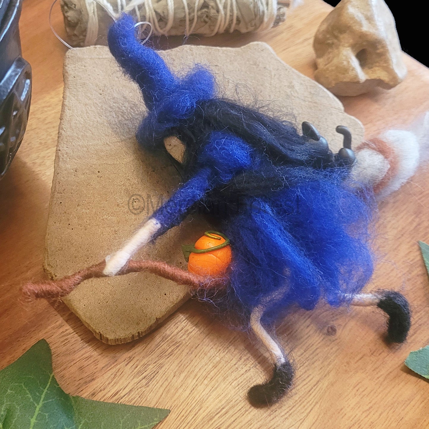 Witch on Broomstick Blue