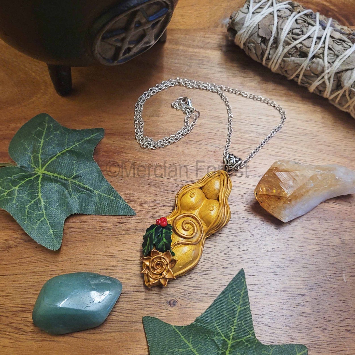 Yule Goddess Amulet Pendant Necklace