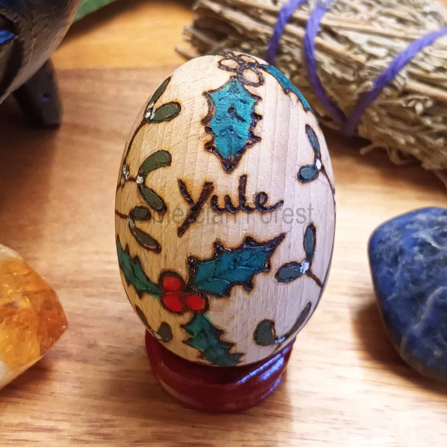 Yule Wooden Egg Decoration