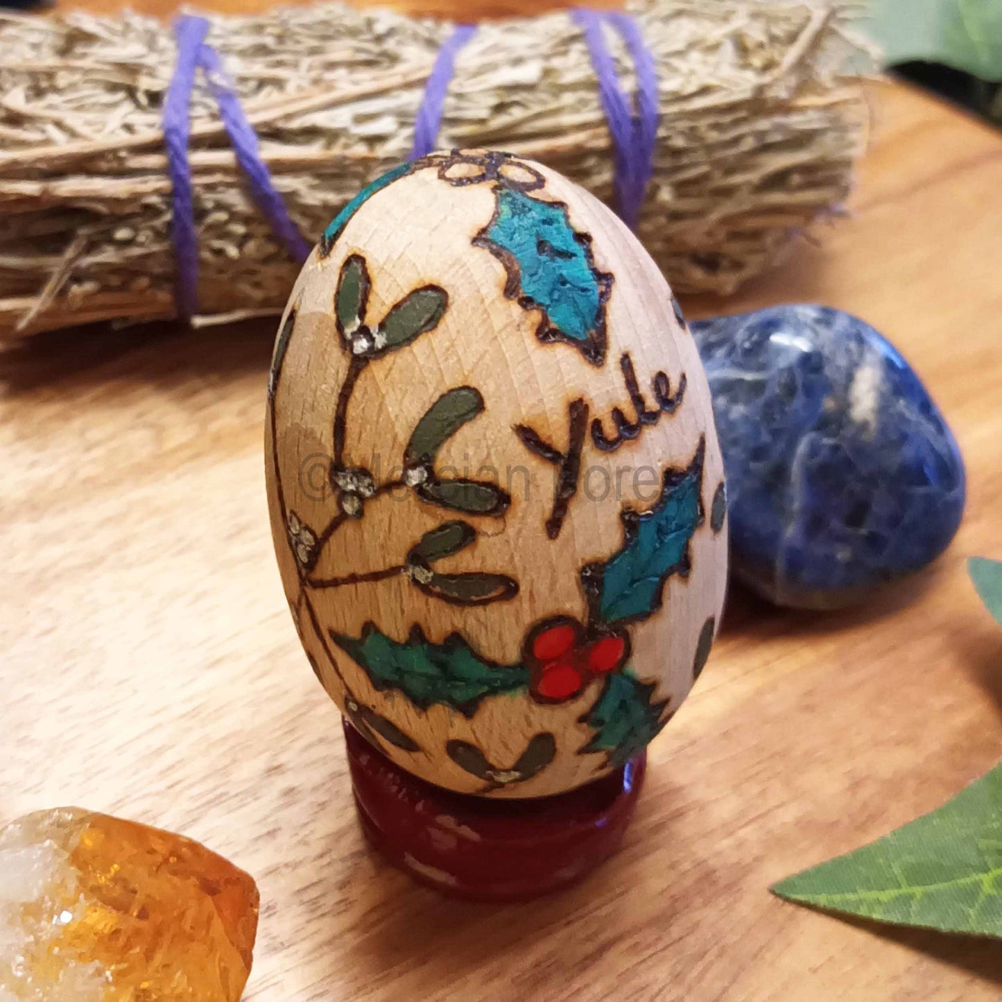 Yule Wooden Egg Decoration