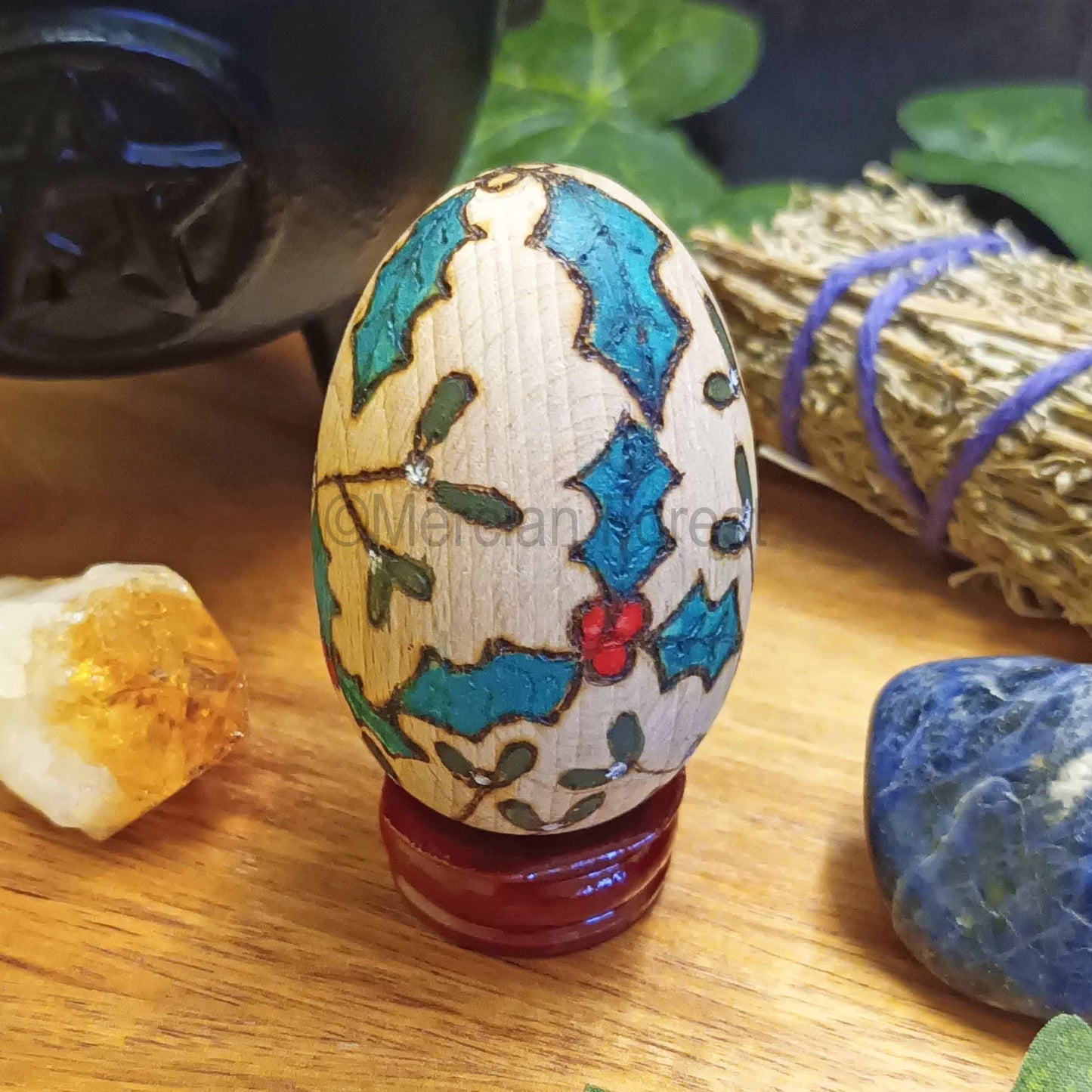 Yule Wooden Egg Decoration