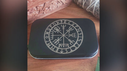 Vegvisir Altar Tin, Norse Altar, Mini Travel Altar Tin, Offering Box, Witchcraft box