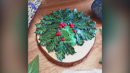 Holly Queen Greenwoman of Winter Altar Tile