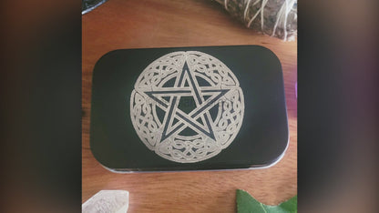 Pentacle Altar Tin, Pentagram Altar Tin, Mini Travel Altar Tin, Offering Box, Witchcraft box