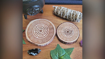 Hecate Hekate's Wheel Wooden Altar Tile