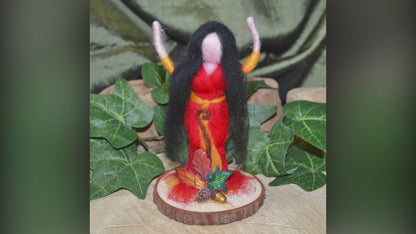 Needle Felted Autumn Goddess Altar Decoration