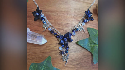 Midnight Fairy Lariat Necklace in Blue