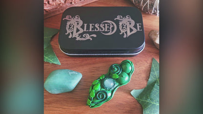 Blessed Be Tin with Green Gaia Goddess