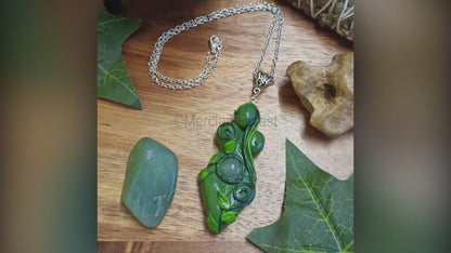 Green Gaia Goddess Talisman Pendant Necklace